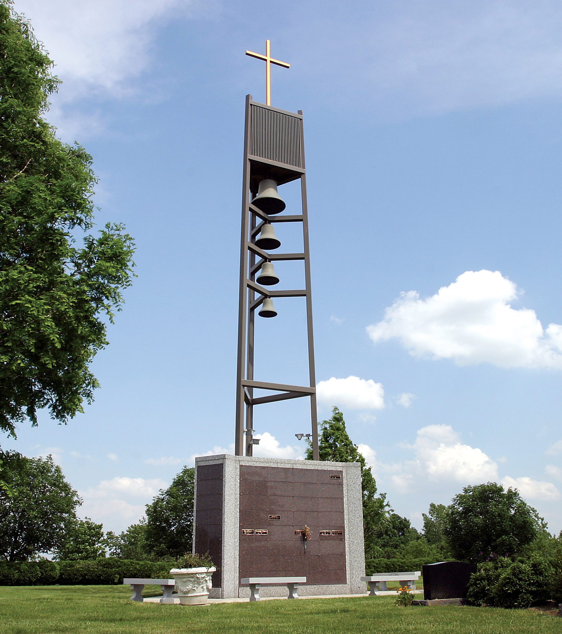 Cross and bells memorial setting