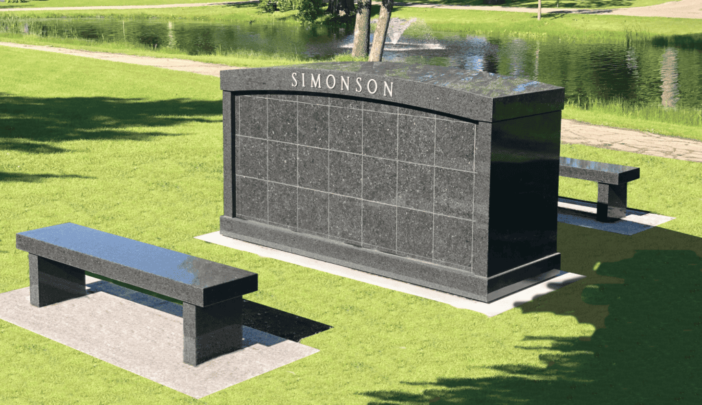 Family columbarium with benches