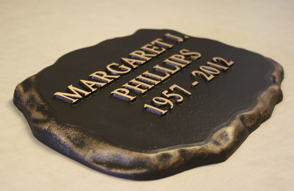 Rounded bronze cremation stone