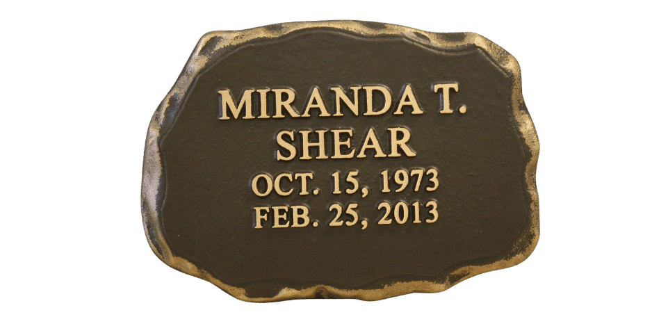Inscribed bronze cremation stone