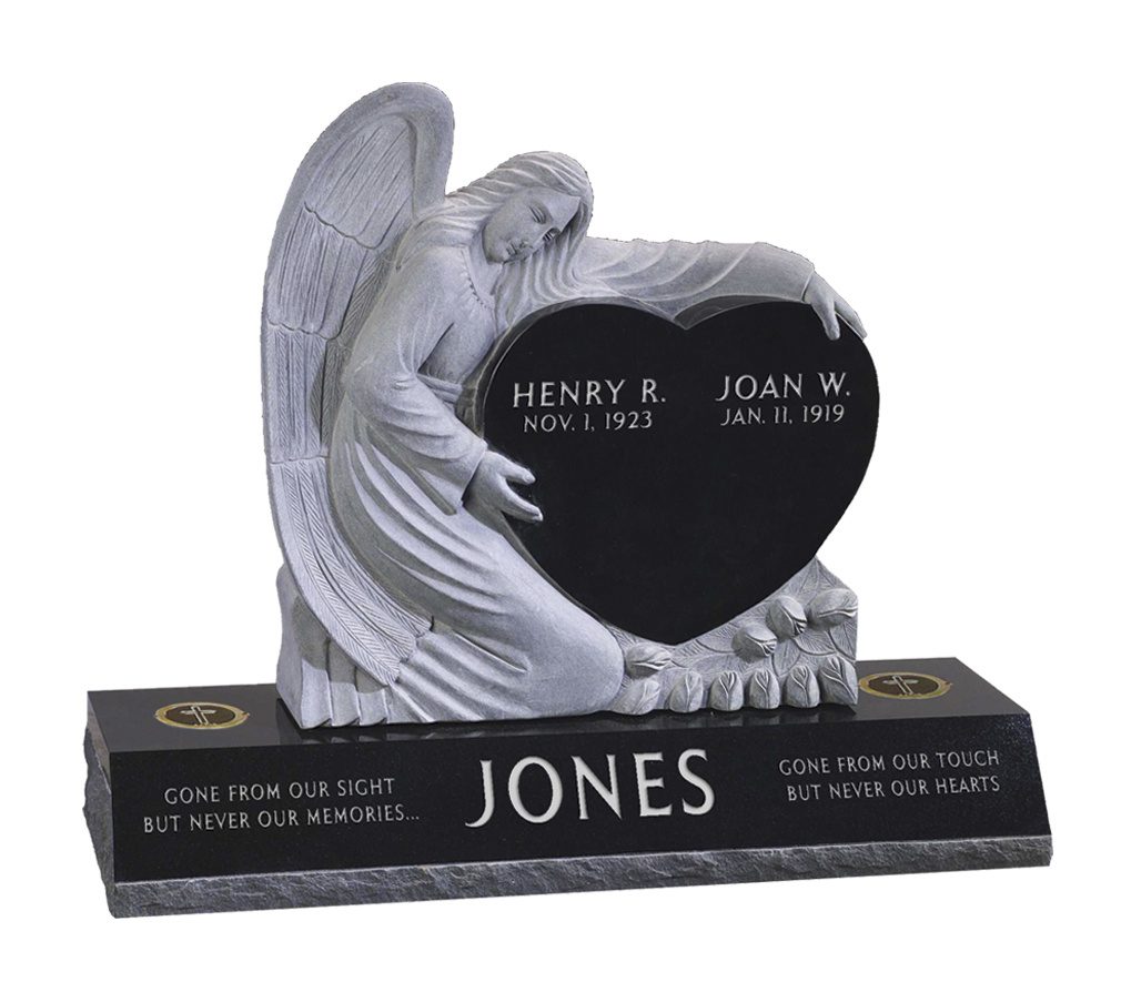Angel and heart cremation memorial