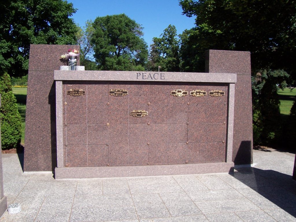 Traditional granite remembrance wall