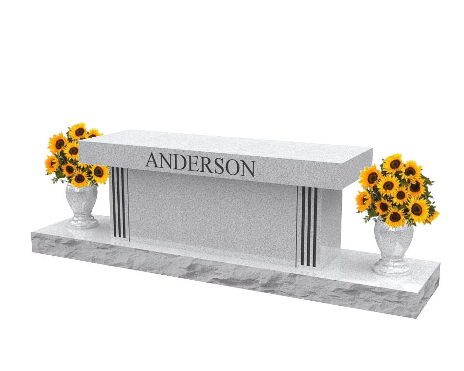 SD-045 line-detail pedestal bench — memorial design