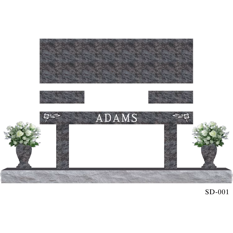 SD-001-V Bench Carved 1 6-0 Base — memorial design