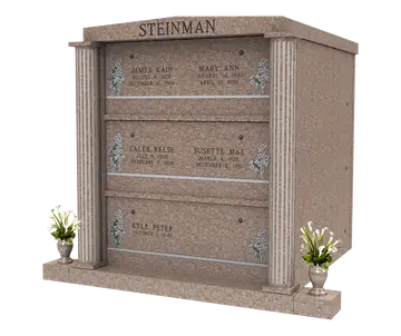 Walk-up mausoleum with fluted columns