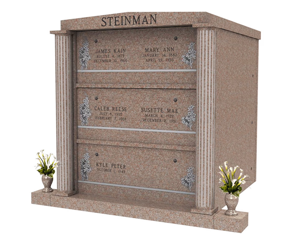Walk-up mausoleum with fluted columns — memorial design
