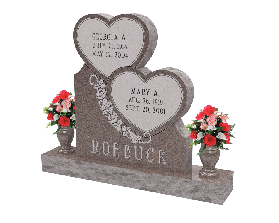 Companion hearts at different heights — memorial design