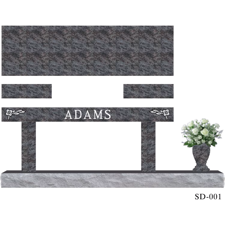 SD-001-V Bench Carved 1 5-2 Base — memorial design