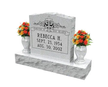 Upright with cross and roses