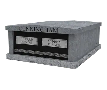 Walk-up mausoleum with Greek key border