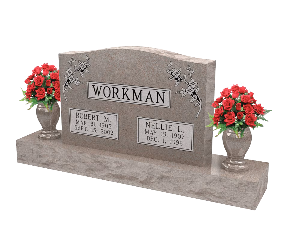 Companion upright with floral corners — memorial design