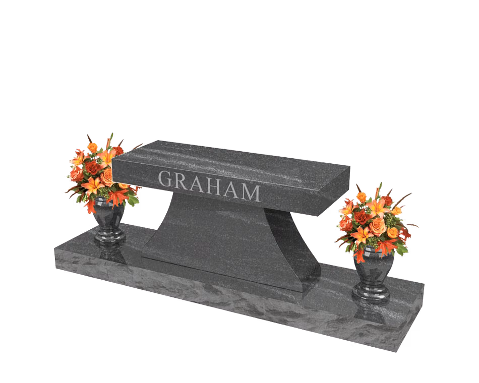 SD-040 flared-pedestal bench — memorial design