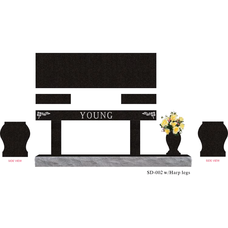SD-002-V Bench Carved 1 5-2 Base — memorial design