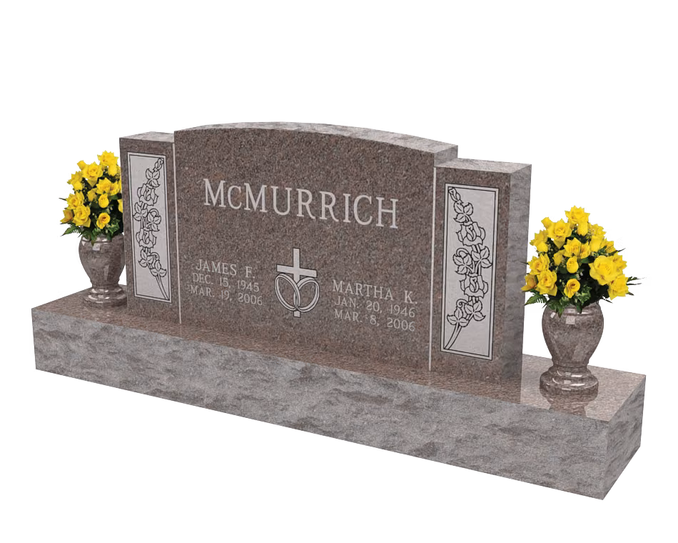 Companion upright with floral columns — memorial design