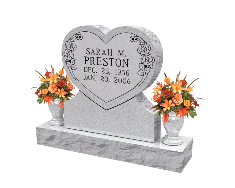 Heart memorial with rose border — memorial design