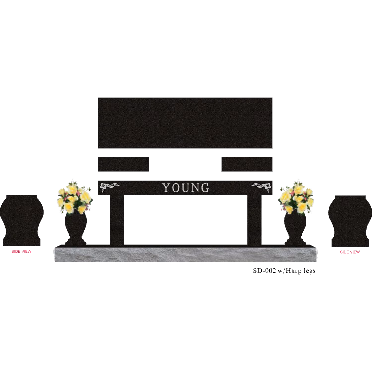 SD-002-V Bench Carved 1 6-0 Base — memorial design