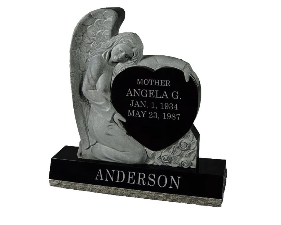 SD-113 sculpted angel and heart memorial