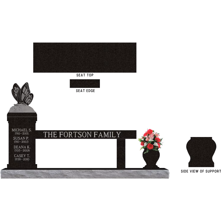 SD-913 Cremation Pedestal Bench 6-6 Base SDP Template 3 — memorial design