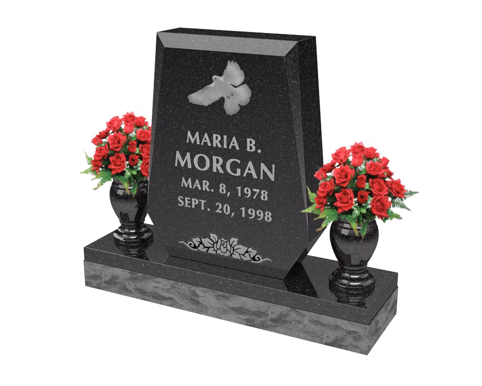 Dove & rose upright — memorial design