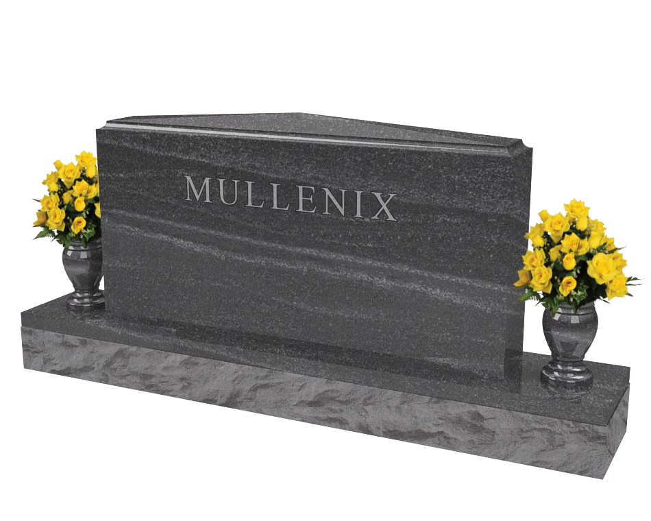 Broad family upright with curved cap — memorial design