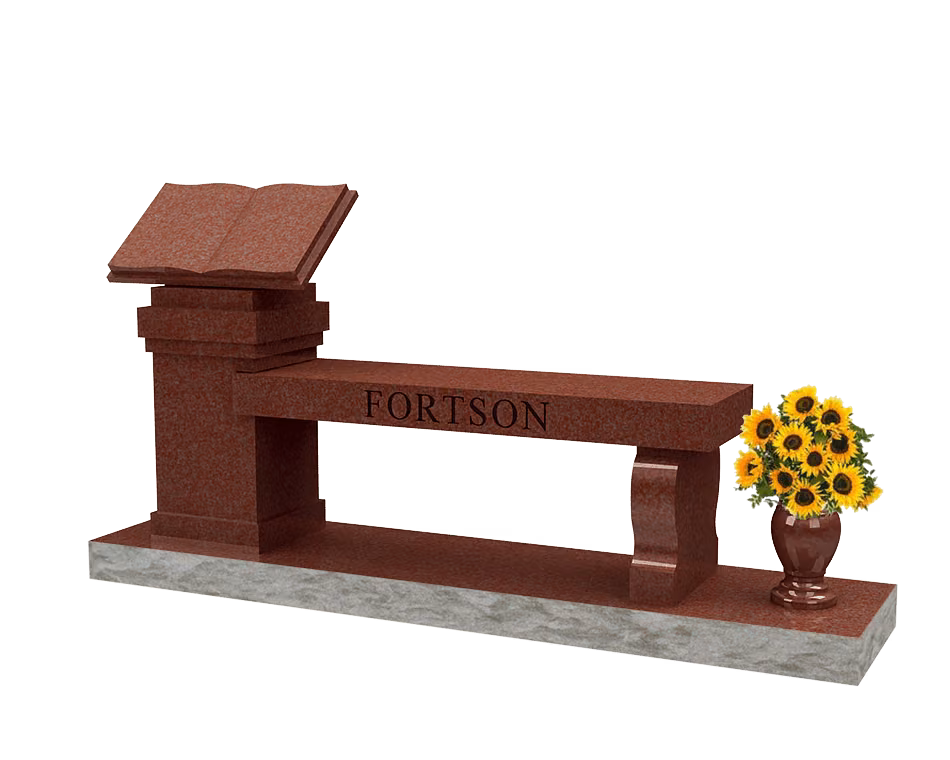 Book-pedestal cremation bench — memorial design