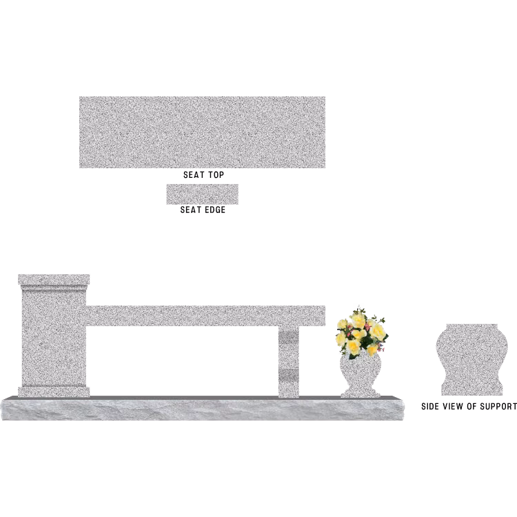 SD-954 Cremation Pedestal Bench Blank 6-6 Base — memorial design