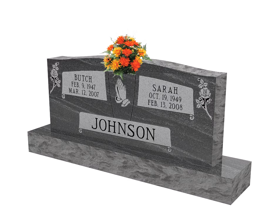 Companion upright with praying hands — memorial design