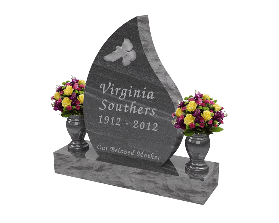 Teardrop upright with dove — memorial design