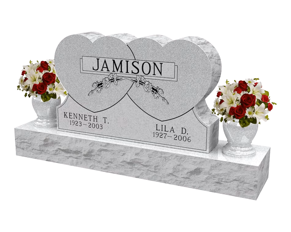 Companion hearts with rose garland — memorial design